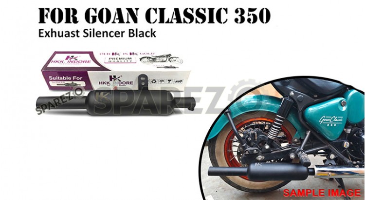 Fit For Royal Enfield Goan Classic 350 Indori Black Exhaust Silencer    - SPAREZO